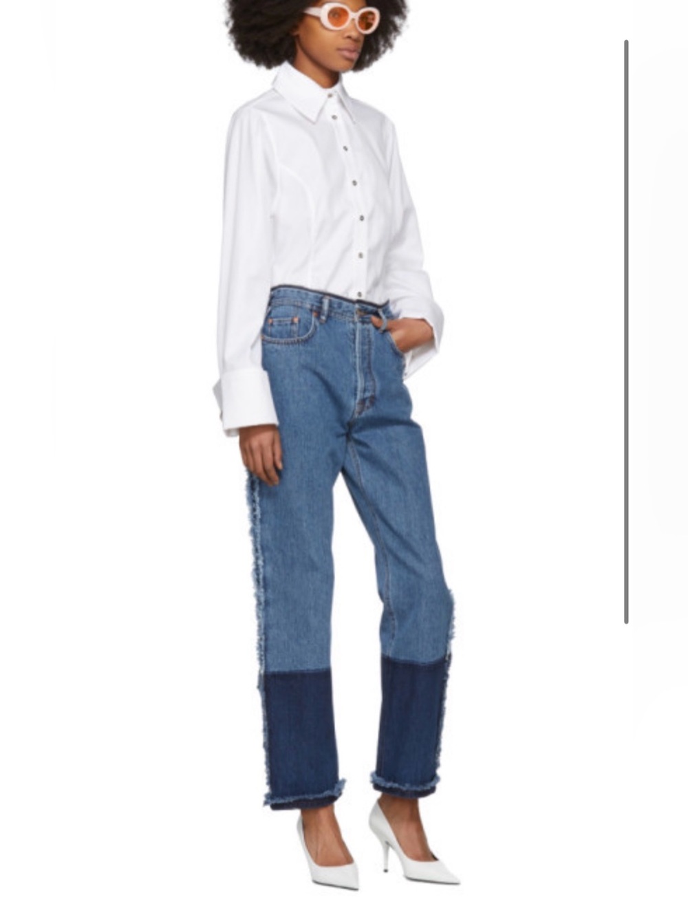 Acne Studios Myrja Indigo Two Tone Frayed Straight Leg Jeans Size 26